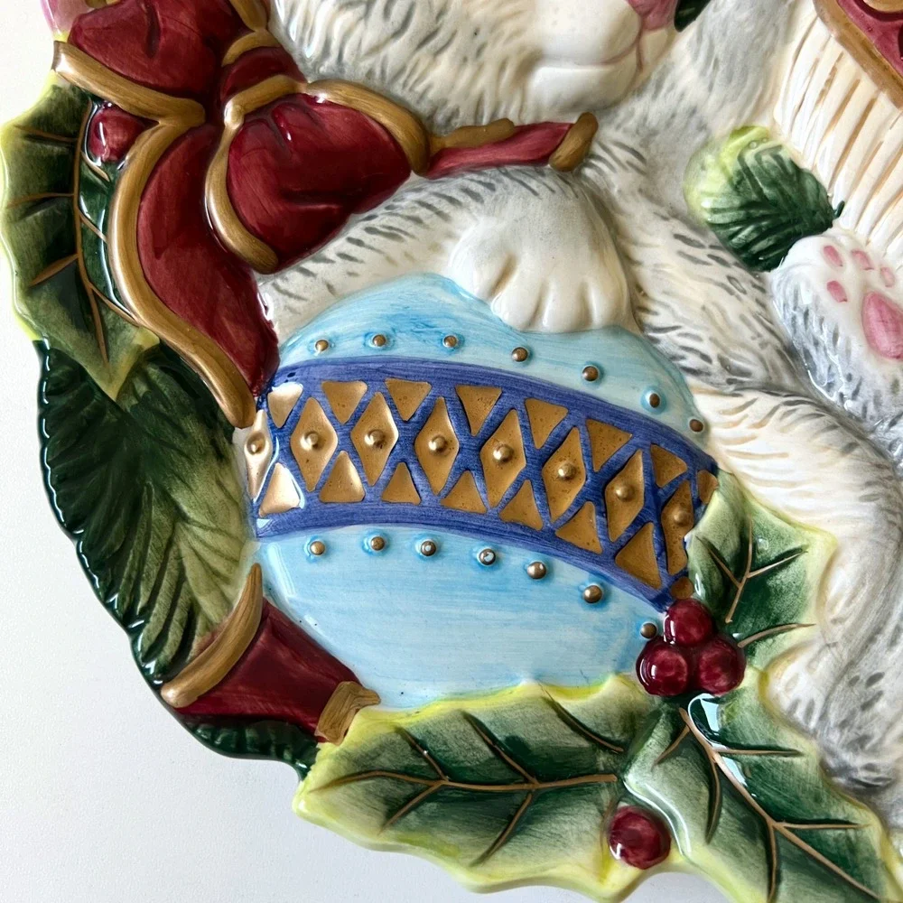 Vintage Fitz & Floyd Kristmas Kitty Christmas Cat Canape Plate 9
